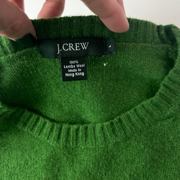 J.Crew Womens Green 100% Lambswool Crewneck Raglan Sweater 70762 Size L - Picture 8 of 10